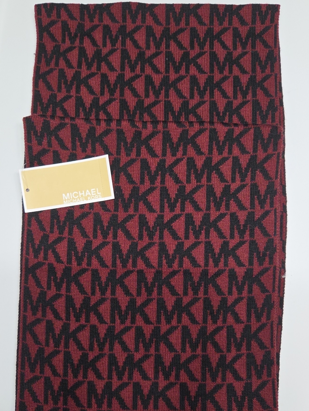 Michael Kors Men's MK Monogram Scarf - Burgundy and Black
